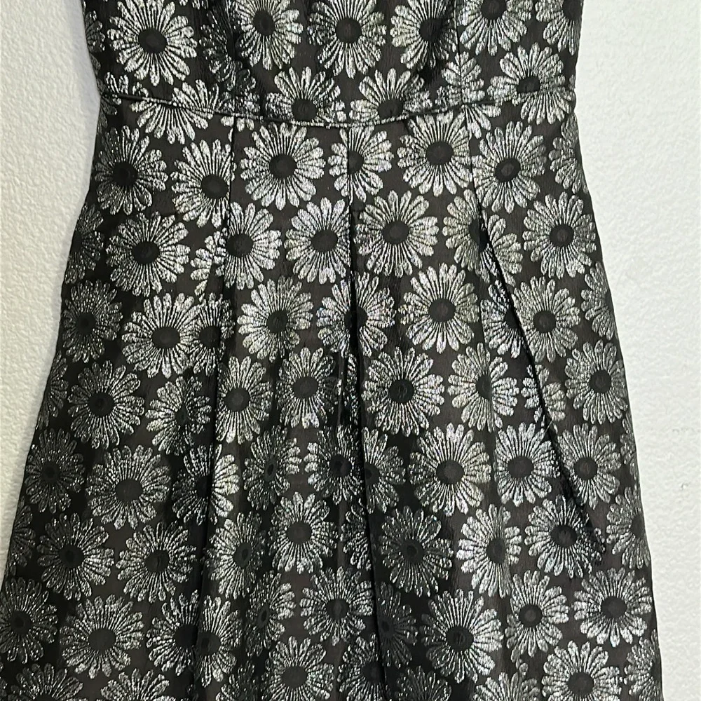 Talbots Metallic Black Sleeveless Pleated A Line Cocktail Dress Size 2‎ Formal